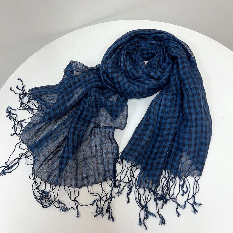Spring/Summer Checkered Linen Women's Scarf