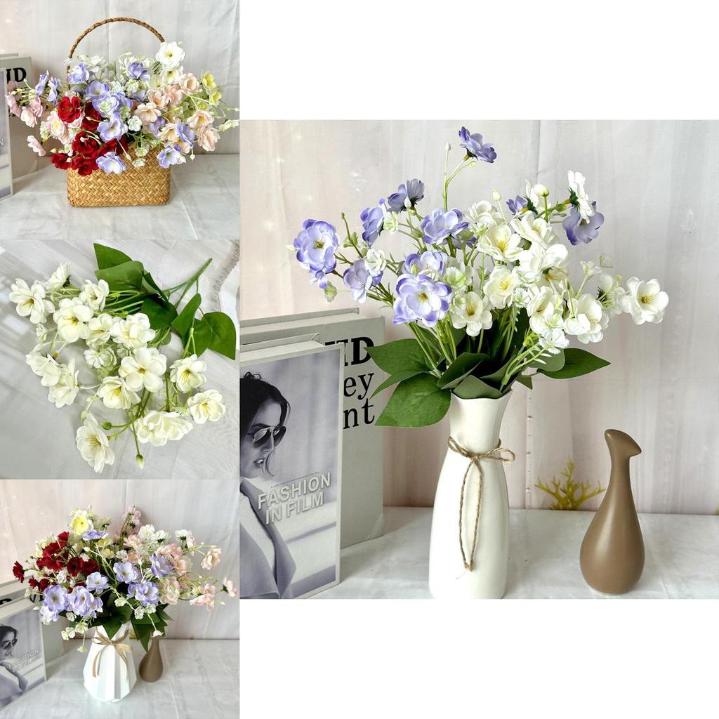 Mimoza Sztuczne Kwiaty Ręcznie Robiony Mały Bukiet Do Dekoracji Domu I Rekwizyty Fotograficzne