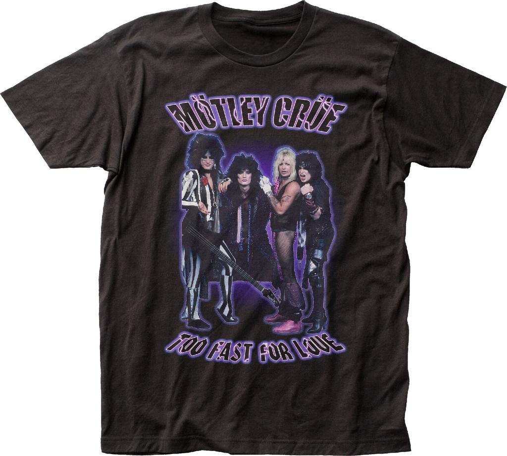 Motley Crue 90s Style Too Fast For Love T Shirt Mens Rock And Roll Music Black