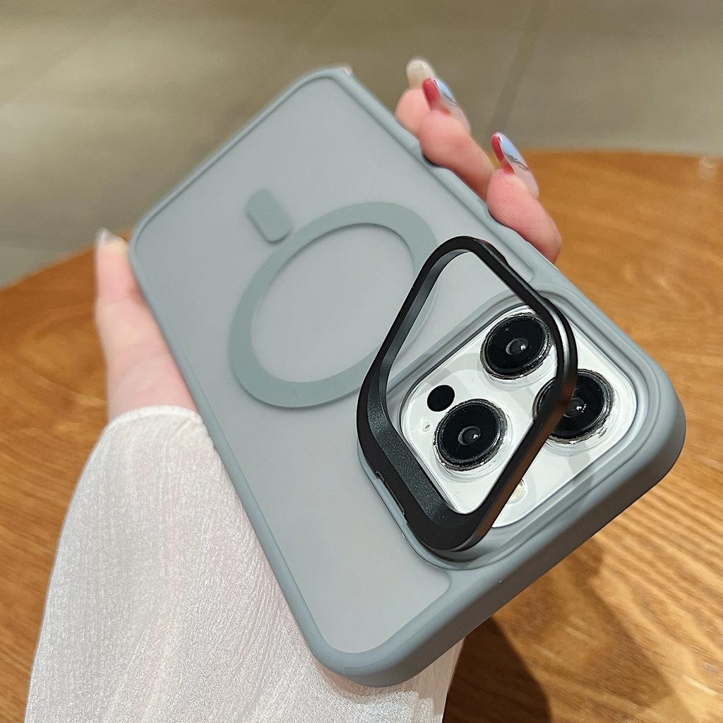 Luxury Magnetic Shockproof Phone Case For iPhone 16 15 14 Plus 13 12 11 Pro Max For Magsafe Wireless Changer Lens Stand Cover