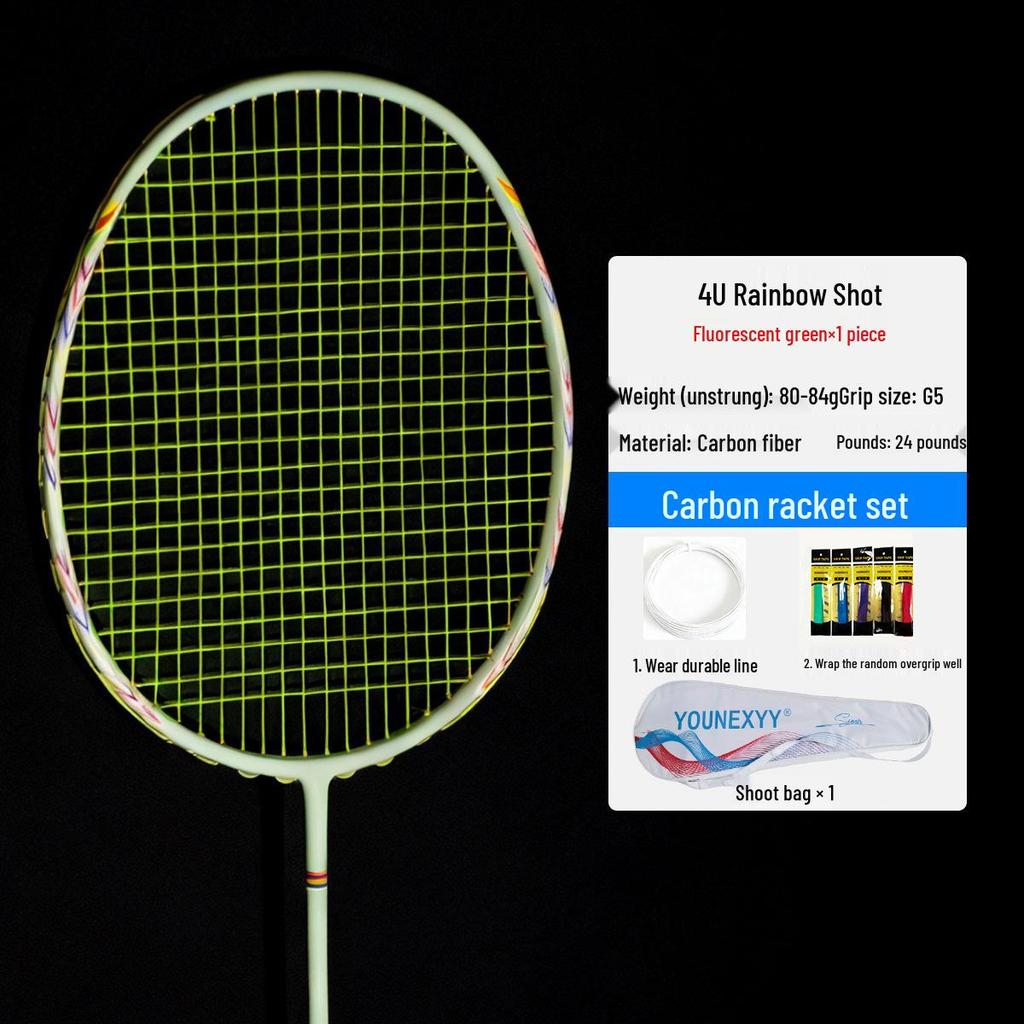 Full Carbon Fiber Badminton Racket Set for Men and Women - Durable, Lightweight, Offensive & Defensive, Professional Adult Singles & Doubles Play