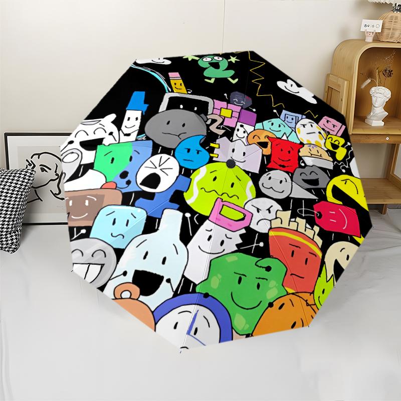 Inanimate Insanity Print Automatic Umbrella, 8 Rib Iron Frame, Plastic Handle, Suitable for Outdoor Travel &Daily , Ideal Gift