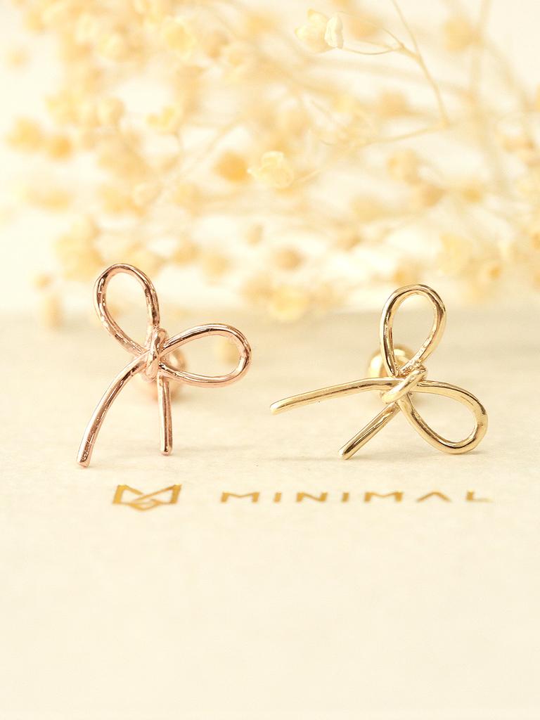 Minimalpiercing 14K Knot Ribbon Piercing Earrings