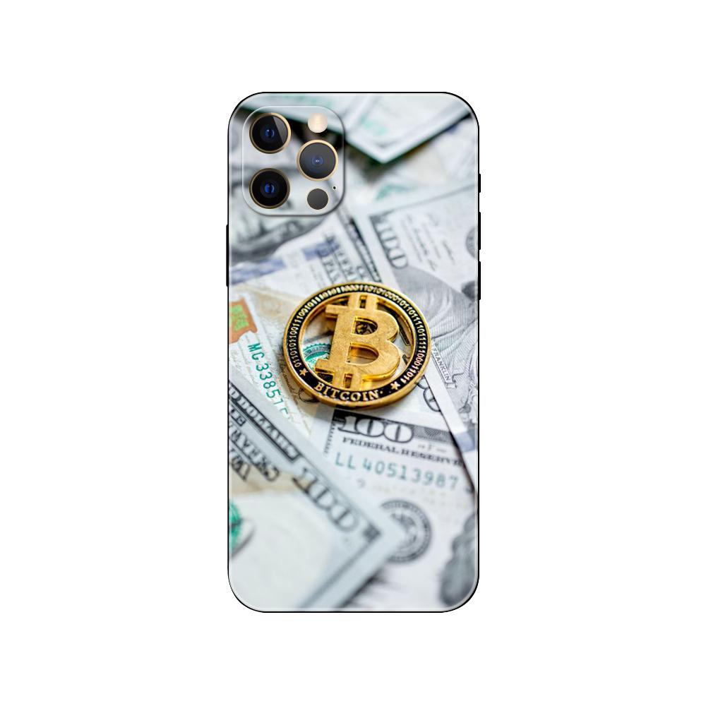 Schwarze TPU-Hülle für iPhone 5 5s se 2020 6 6s 7 8 plus x 10 XR XS 11 12 13 mini pro MAX Rückseite Bitcoin