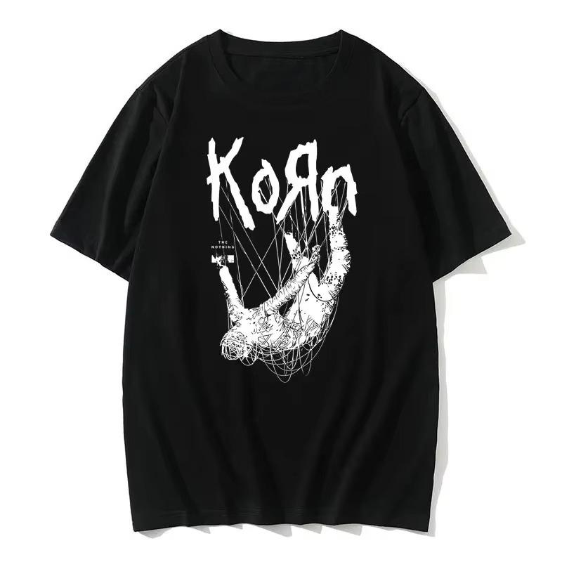 American Singer Rock Band Korn Print Graphic Tshirt Summer Short Sleeve Tees Tops Streetwear Casual Pure Cotton T Shirts Mens S