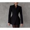 Completo Due Pezzi Donna Lento Blazer Manica Lunga Gonna Lunga Maxi in Rete Vita Elastica Completo Coordinato in Raso