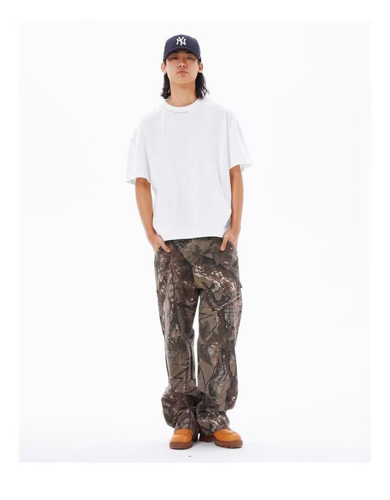 Mars Camo Distressed Cargo Pants: Unisex, Loose-Fit, Outdoor Casual Trousers