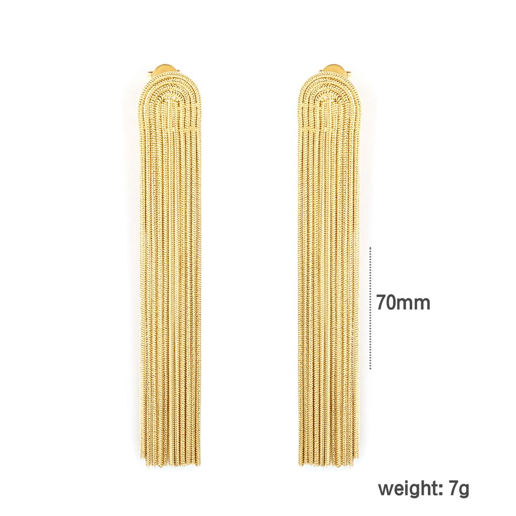 Niche High-end Irregular Fringed Stud Earrings Splicing Round Snake Chain Earrings Stainless Steel Plated 18K Gold Ear Jewelry