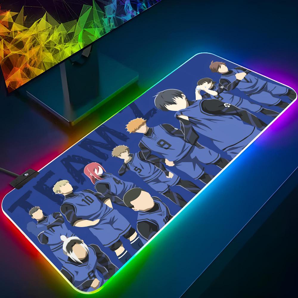 Blue Lock Nagi Seishiro Mouse Pad Gaming Rgb Cartoon Mousepad Backlit Keyboard Gamer Girl Xxl Laptop Mat Table Pads Deskpad
