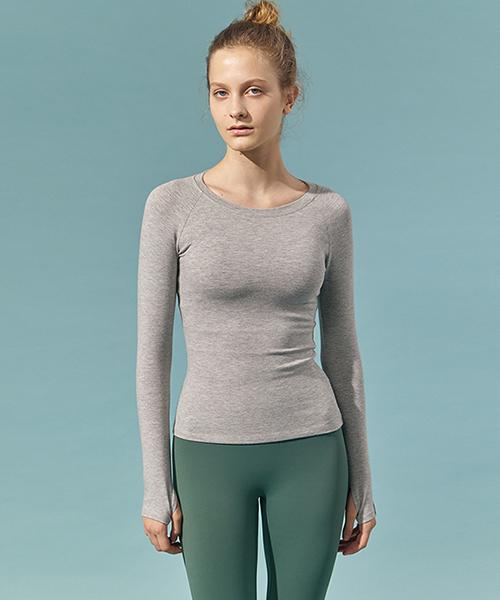 Reina Mora Training Slim Fit Long Sleeve Melange Grey 2