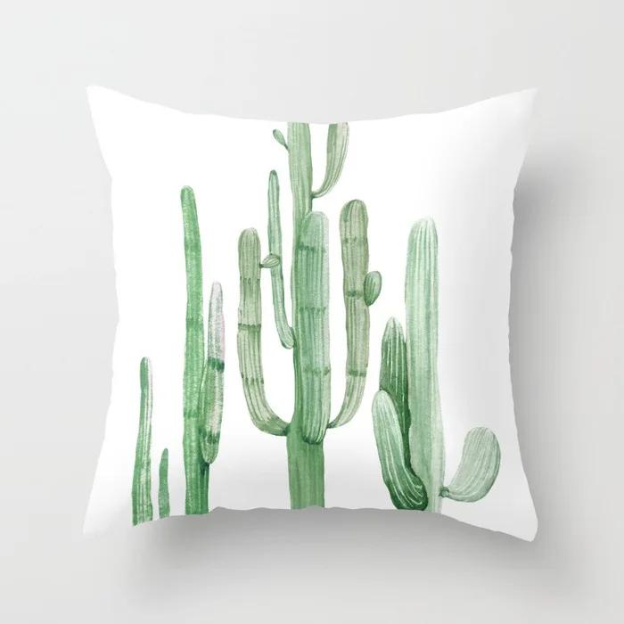 Nordic Style Tropical Plant Cactus Pattern Cushion Cover Sofa Car Office Pillowcase Home Decor