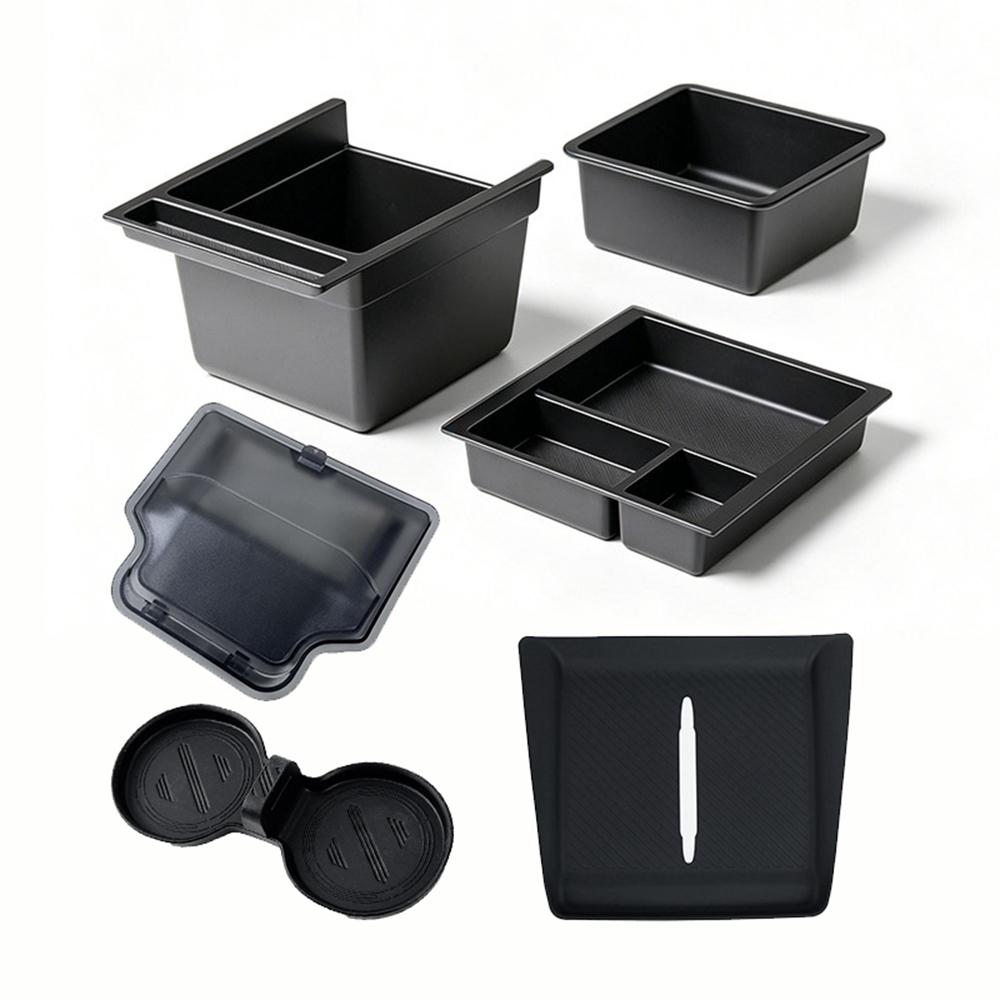 Front Console Stackable Storage Box Cup Holder Insert Tray For Tesla Model Y L 2026 Long Wheelbase 6 Seater LWB YL Accessories