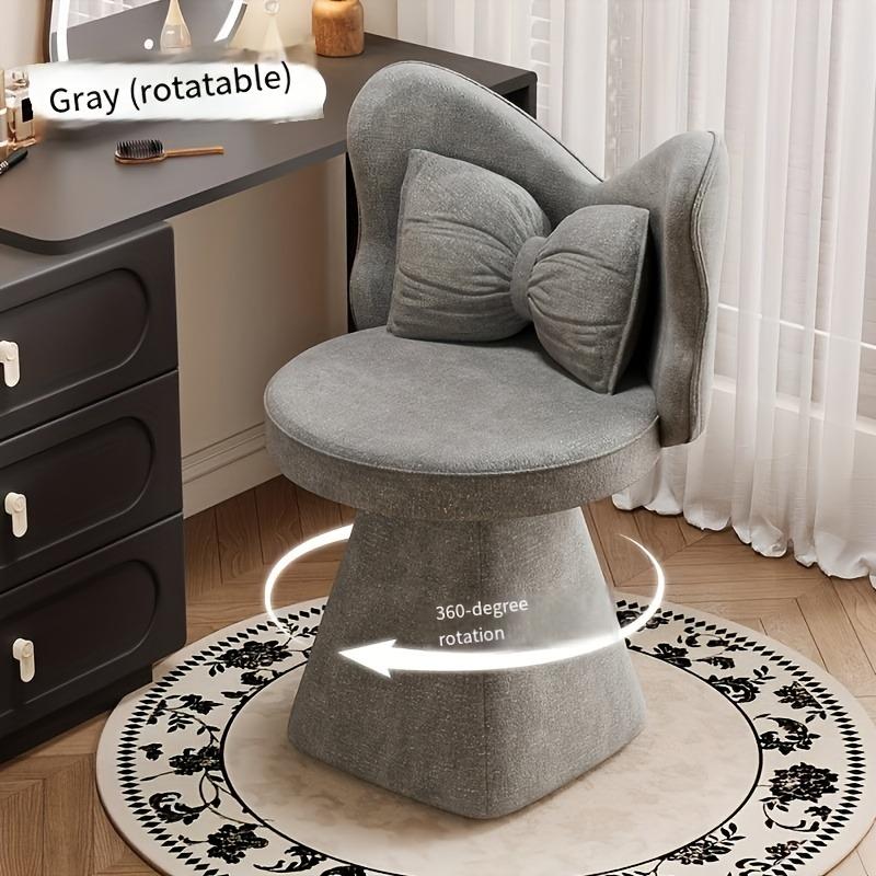 

Modern French Style Rotatable Makeup Vanity Stool, Luxury Chair for Beauty & Nail Salon Use светло-серый