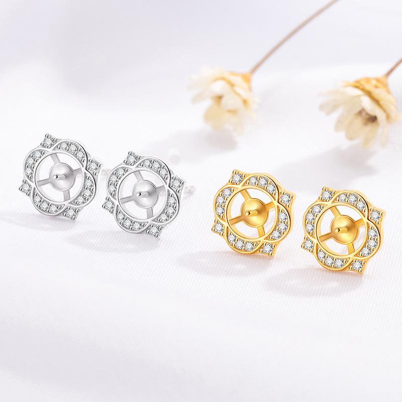 S925 Silver Pearl Earrings: Empty Setting Ear Wire, Hoop, Hook, Stud, Pendant, and Bottom Setting.