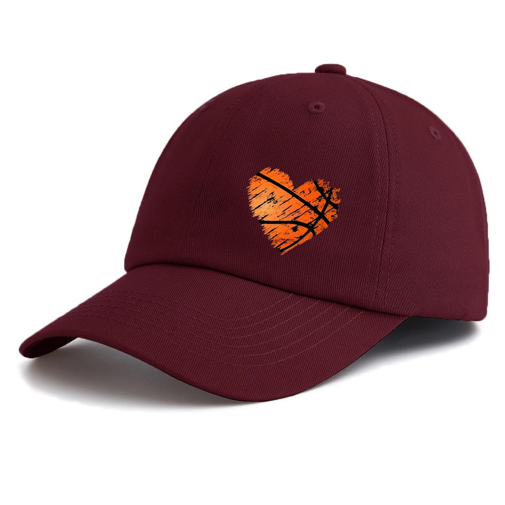 1pc Basketball Heart Print  Baseball Cap for Adults,  Minimalist Retro Style Casual Soft Adjustable Dad Hat, Perfect As Gift