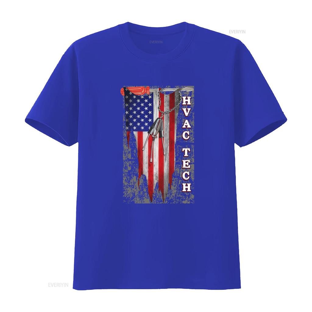 HVAC Technisches T-Shirt Tech Amerikanische Flagge Patriotisch Mechaniker Werkzeuge Design Rundhals vintage Gewaschen Mode Atmungsaktiv Weich