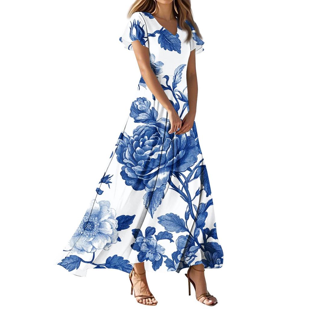 Abiti Da Donna Estivi Casual Abbottonati Scollo a V Manica Corta Abiti Da Indossare Al Lavoro