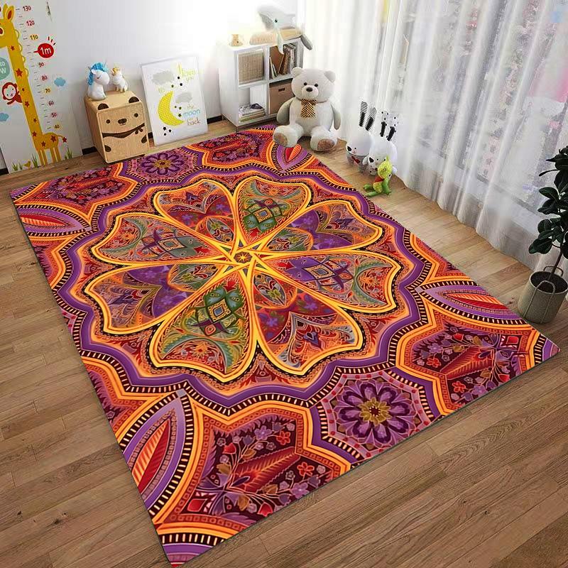 Bohemian Mandala Pattern Carpet with Vibrant Colorful Design Decor Suitable for use as an anti-slip for living room bedroom sofas