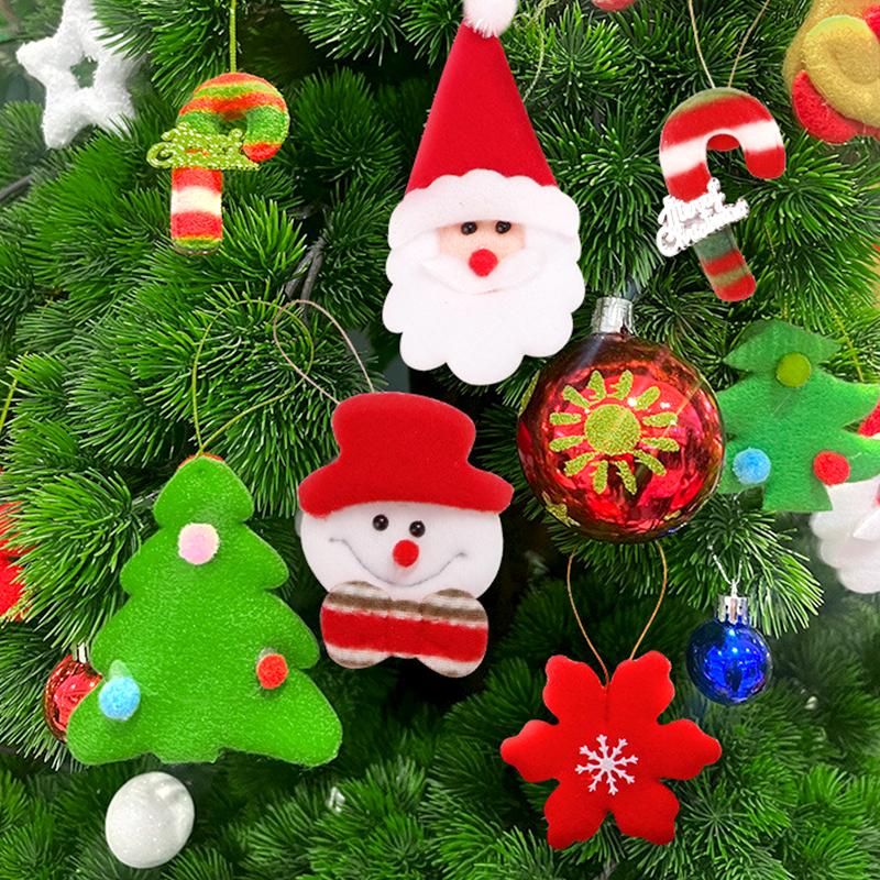 6Pcs/Set Snowman Hanging Reindeer DIY Santa Claus Felt Fabric Snowflake Cute Christmas Ornament Xmas Tree