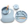 Children's Silicone Cutlery & Dinner Set: Bib, Spoon, Fork, Smiley Plate, and Bowl