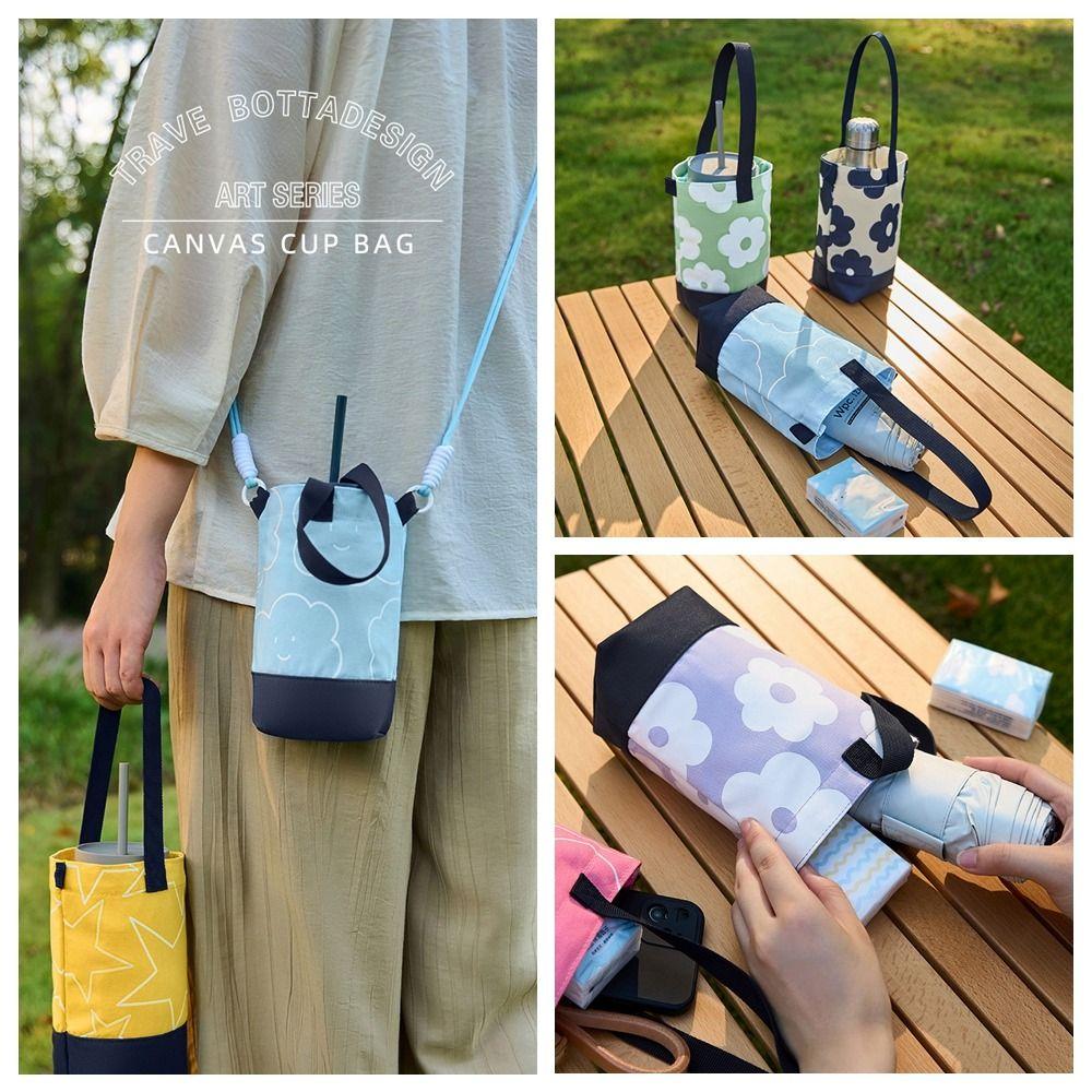 

Printed Water Bottle Cover Water Bottle Holder Crossbody Bag Cute Canvas Cup Bag Girls Style 10