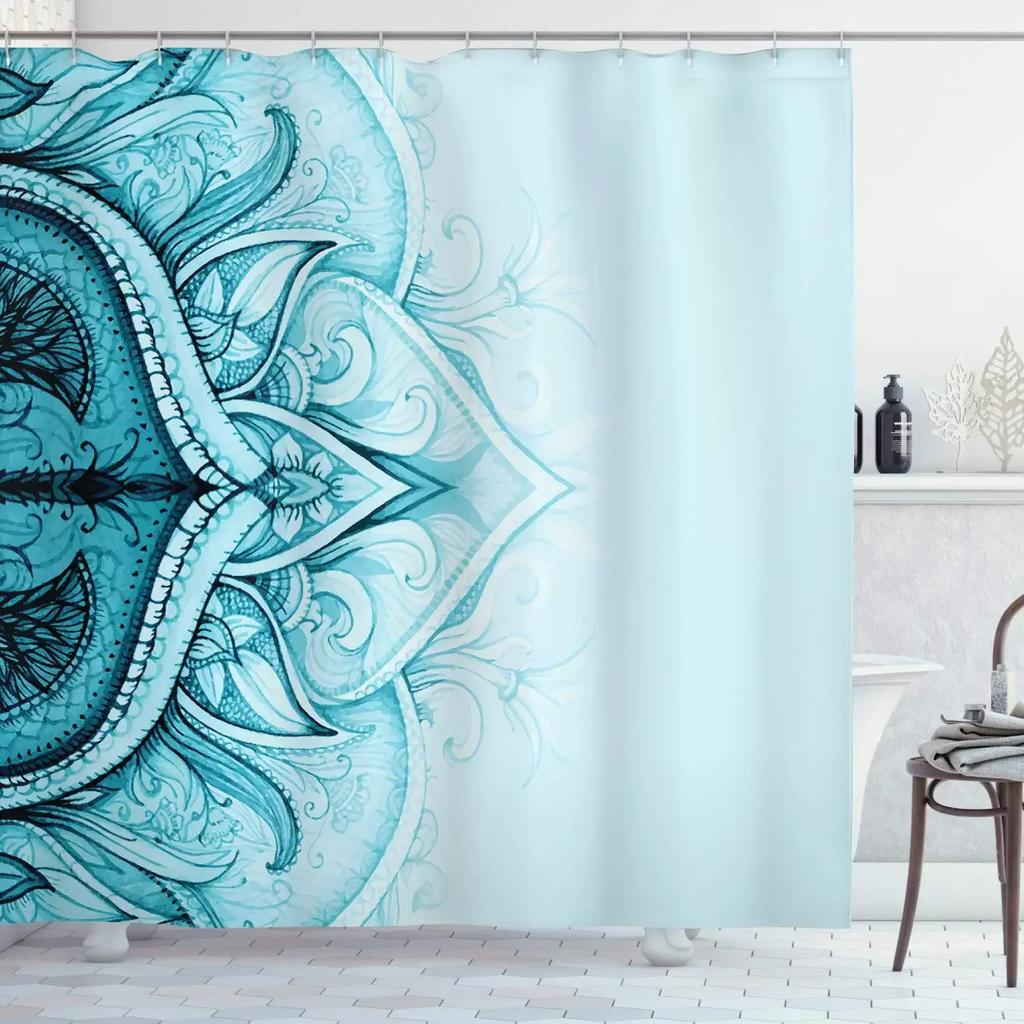 Mandala Boho Dusjforheng Fargerikt Blomstermønstret Baderomsforheng for Hjem Badekar Dekorasjon Vanntett Polyesterstoff med Kroker