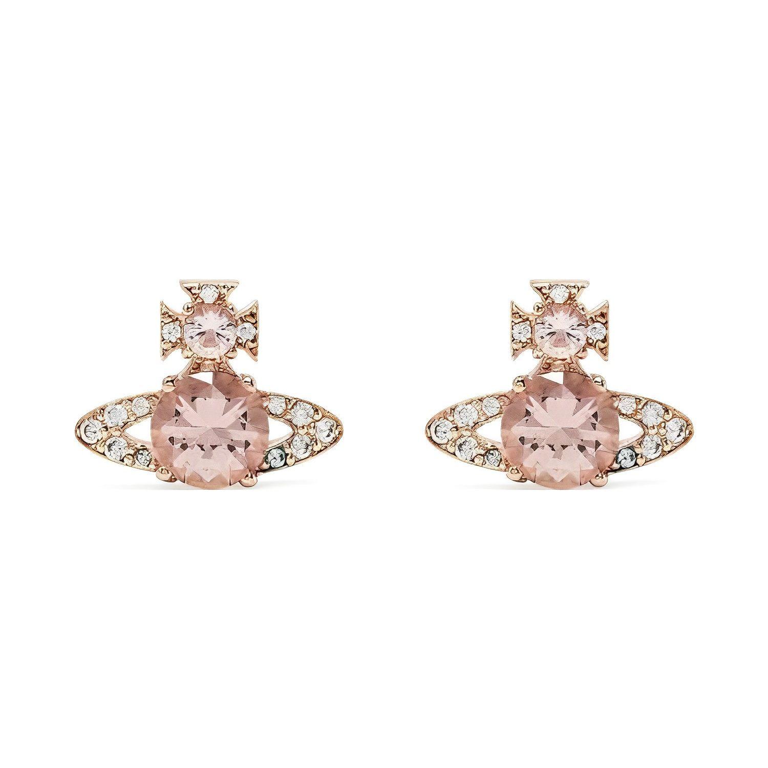 

Vivienne Westwood Ismene Saturn Pink Diamond Design Fashion Elegant Brass Cubic Zirconia Earrings Women earrings 6201025302G287 Box