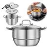 Double Handle Stockpot Stainless Steel Soup Pot with Steaming Sheet, Large Capacity Anti Scalding Dual Stockpot, Anti-Scalding Cooking for Home