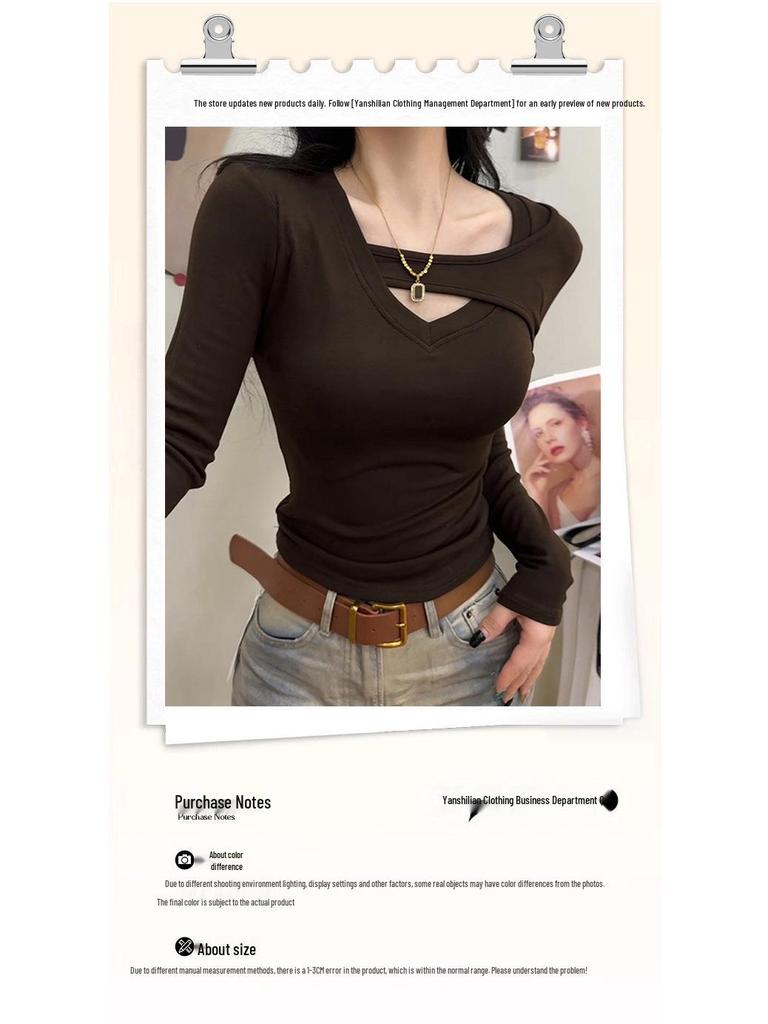 Coffee-Colored Stylish Women's T-Shirt - Sweet and Spicy Autumn/Winter Design