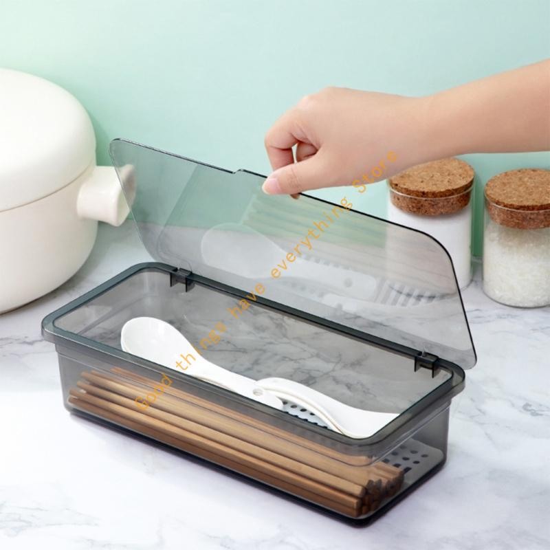 Stylish Kitchenwares Organizers Chopstick Holder With Drain Holes Waterproof Lid Multipurpose Storage Case 55KF