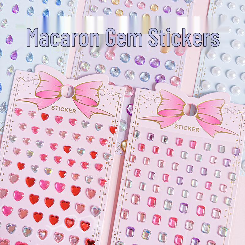 Children's DIY Gem Crystal Stickers - Handmade Diamond Shapes for Girl's Makeup and Decoration