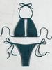 2025 Bikini con Scollo all'americana e Laccetti Laterali a Rete Affumicata Costume da Bagno Donna Due Pezzi Bikini Set Costume da Bagno Abbigliamento da Spiaggia