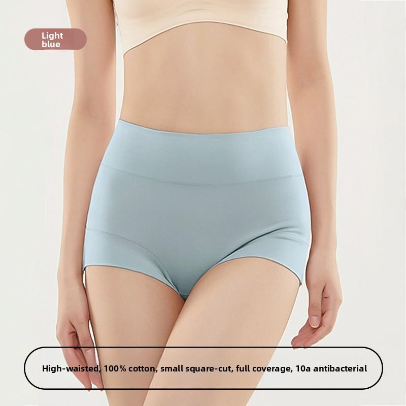 Plus Size Lady Spring and Autumn Cotton High Waist Antibacterial Comfortable Widened Non Mark Breathable Flat Angle Briefs