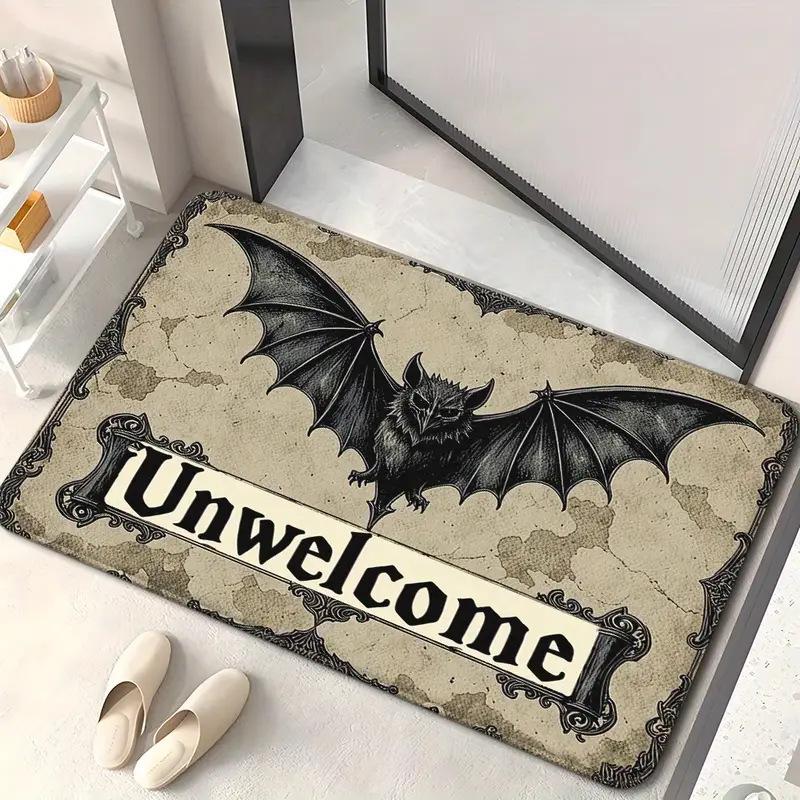 Gothic American Cross Bat Halloween Doormat - Decorative Entry Mat for Festival and Carnival