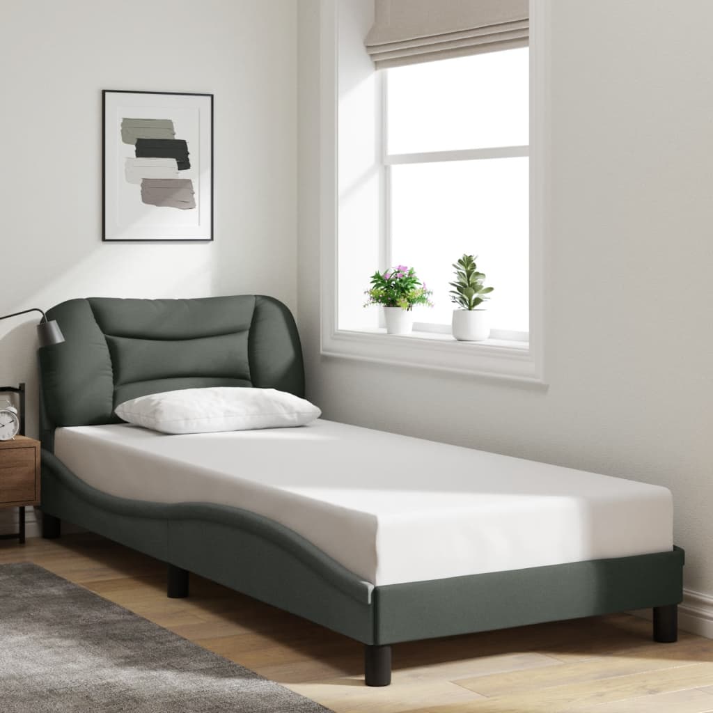 Vidaxl Bed Frame With Led Without Mattress Dark Gray 90X190 Cm Fabric