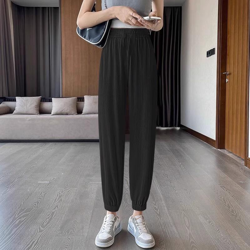 Thin Casual Wide Leg Harem Ankle-Length Pants Solid Elastic Waist Women New In ClothingSweet Streetweat Summer Long Trousers OL