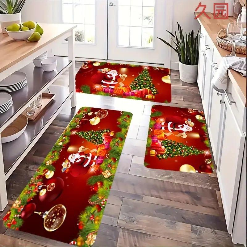 Christmas-Themed Diatomite Bathroom Rug—Non-Slip, Stain-Resistant Kitchen and Home Floor Mat