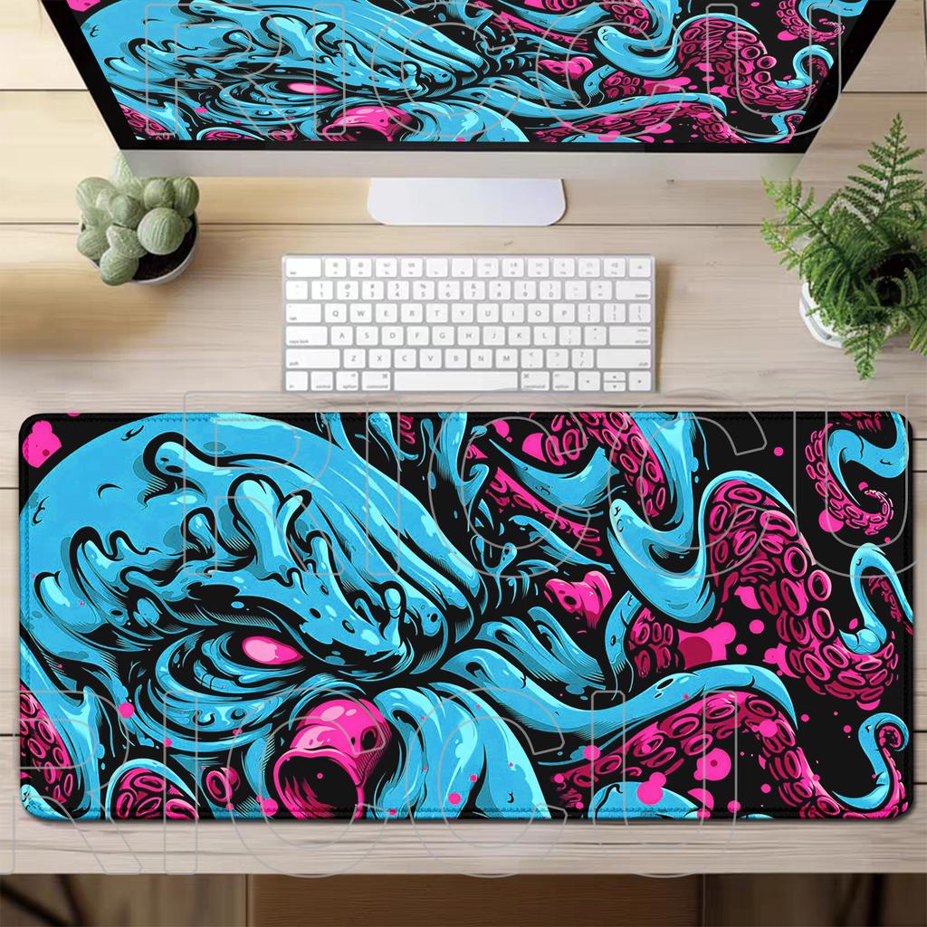 Oktopus Meeresungeheuer Punk Mauspad Groß Gamer Tastatur Schreibtischmatte Computer Gaming Matte XXL Erweitert 30x60cm Büro PC Zubehör