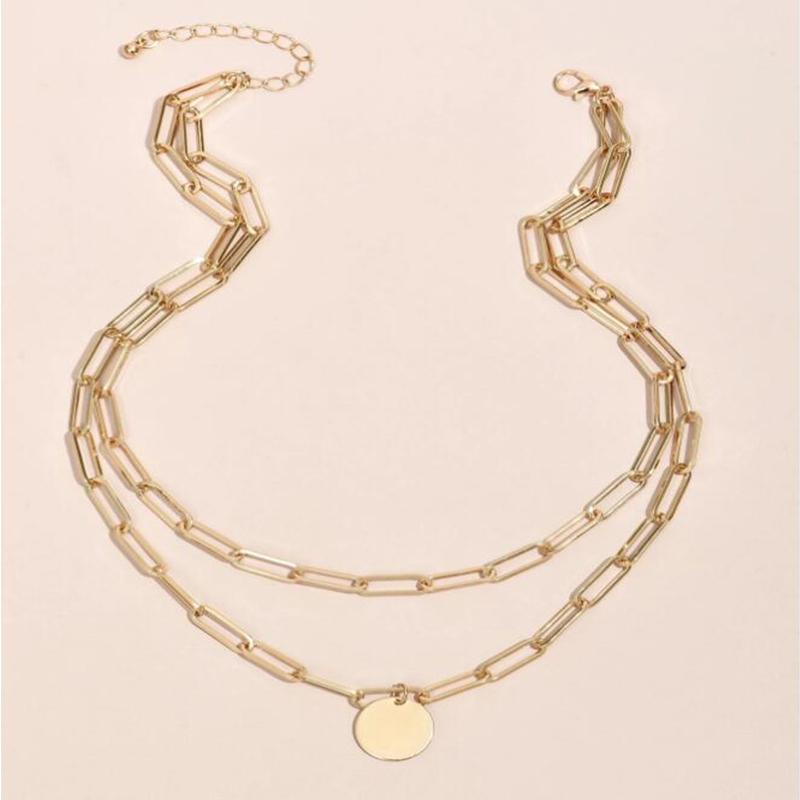 Vintage Round Charm Layered Necklace Women'S Jewelry Layered Accessories For Girls Clothing Aesthetic Gifts Fashion Pendant