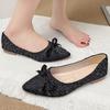 Low Top Shoes Summer New Pointed Head Shallow Mouth Cloth Surface Butterfly Knot Soft Sole Anti-slip Wear-resistant Flat Shoes