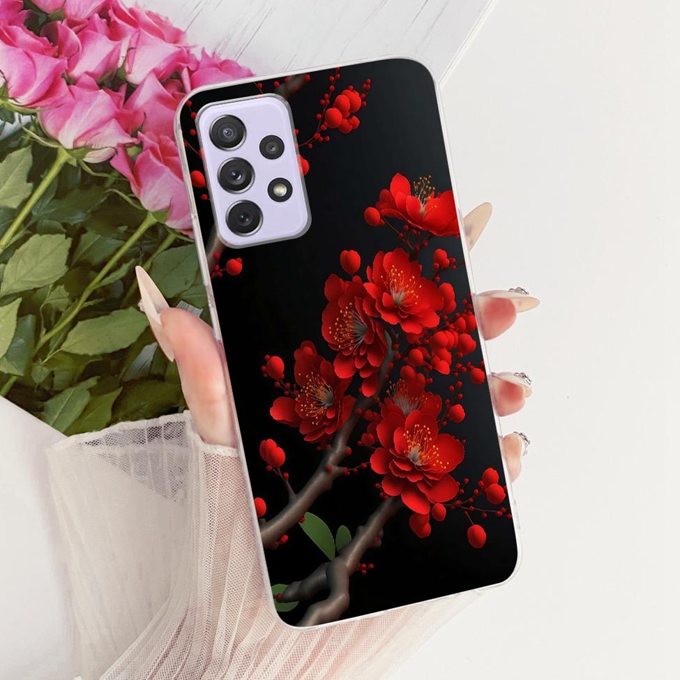 Transparent For Samsung Galaxy A72 4G Case Cute Fashion Flowers Funny Painted Casing For Samsung A72 4G SM-A725M SM-A725F Cover