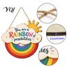 Kids Bedroom Decorations Boho Rainbow Sun Welcome Door Sign, Wall Hanging Plaque Sign Playroom Art with Inspirational Quote, Colorful Hanger