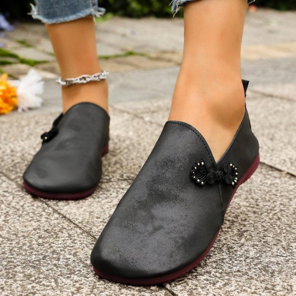 Fashion Women's Fashionable Flower Flat Shoes Large Toe Retro Literary Mule Shoes Flat Comfortable Women's Shoes Female Zapatos De Mujer