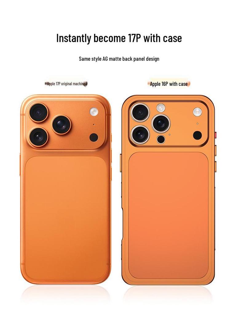 Seahorse Buckle Edge Frame with Metal Back Sticker for Apple 16 Pro Max/15 Pro/14 Pro – Instantly Transforms to Model 17