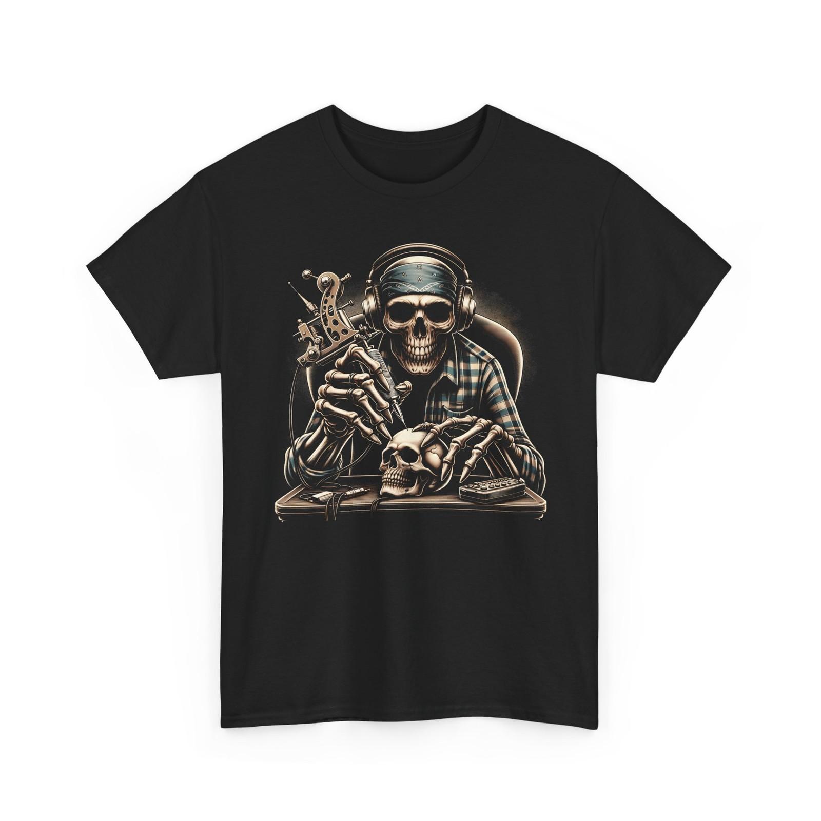 Skeleton Tattoo Artist T Shirt Ink Graphic Tee Macabre Inked Lifestyle Skull Top S разноцветный