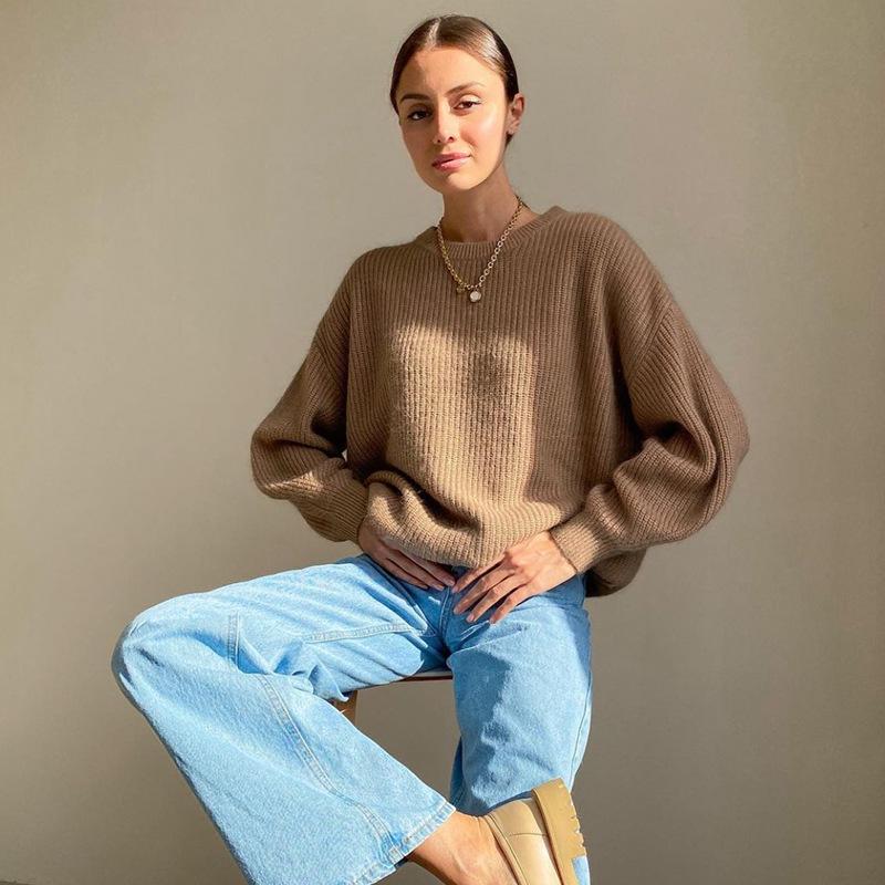 Autumn Winter Faux Mink Loose Knit Sweater - European American Style for Women