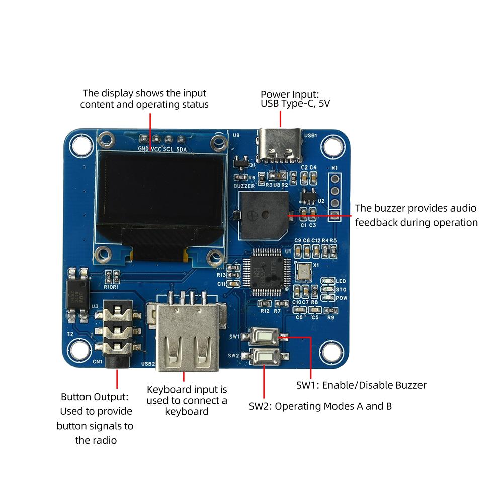 Ham Radio CW Practice Transmit Keyboard Morse Code Electronic Keyer Adjustable WPM Built-in Buzzer for Radio Communication Train