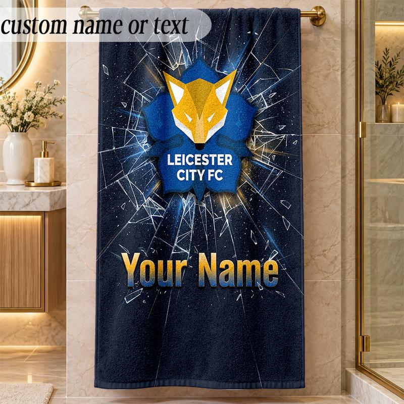 Beach TowelLeicester City Custom Name Text Personalized Soft Towel for Beach Pool Indoor Home Decor Gift