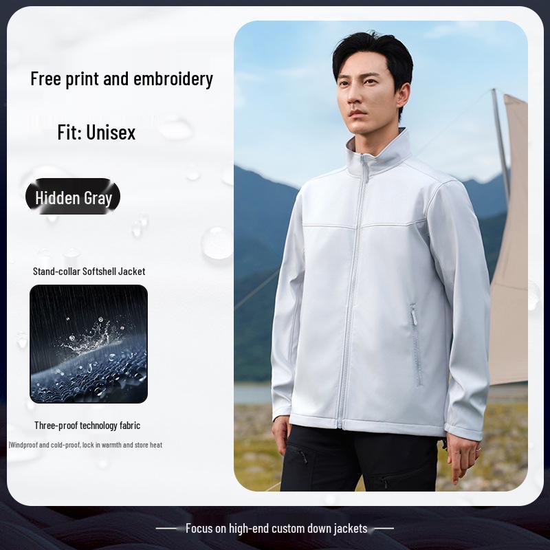 Fleece-Lined Soft Shell Mountaineering Jacket with Custom Embroidery for Autumn/Winter 4XL