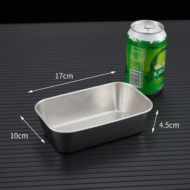 Korean Style Stainless Steel Square Plate for Fried Chicken, Snacks, French Fries, Cold Dishes, and Candy - with Ears